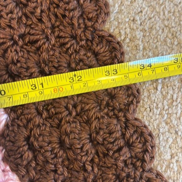 Super Soft Crocheted Baby Blanket Brown Pink Yellow 42” x 33” - Picture 5 of 5